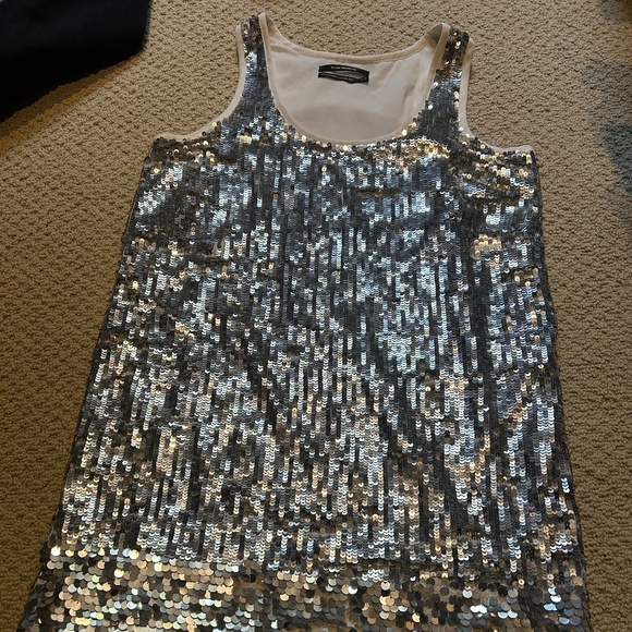 Club Monaco Silver Sequin racer-back Swing Dress - Picture 10 of 10